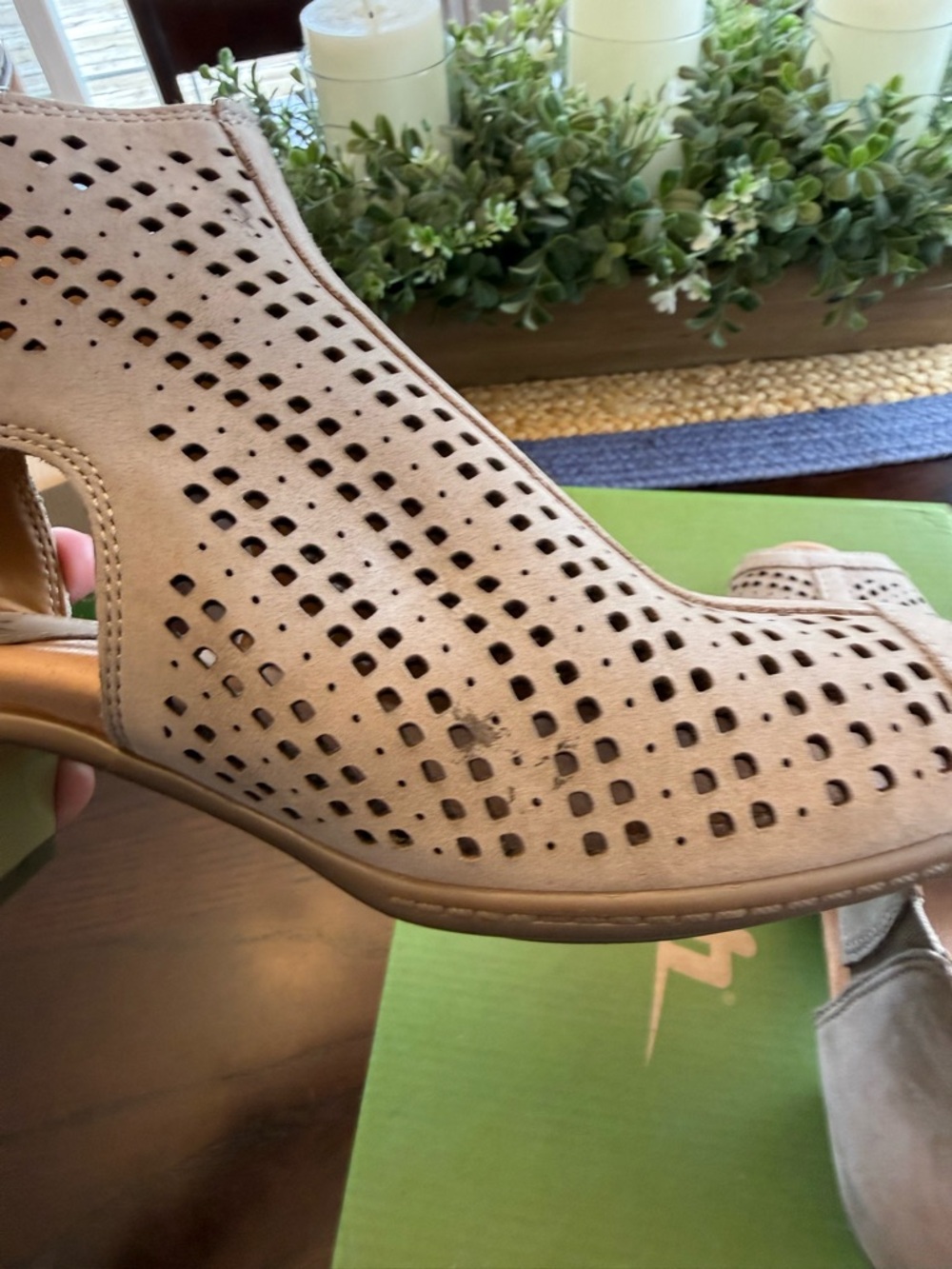 Earth Origins Nubuck leather Perforated Peep-Toe Ankle Booties - Keri - Picture 4 of 9